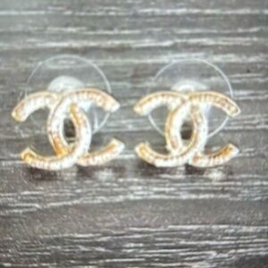 Authentic Chanel CC pierced earrings
